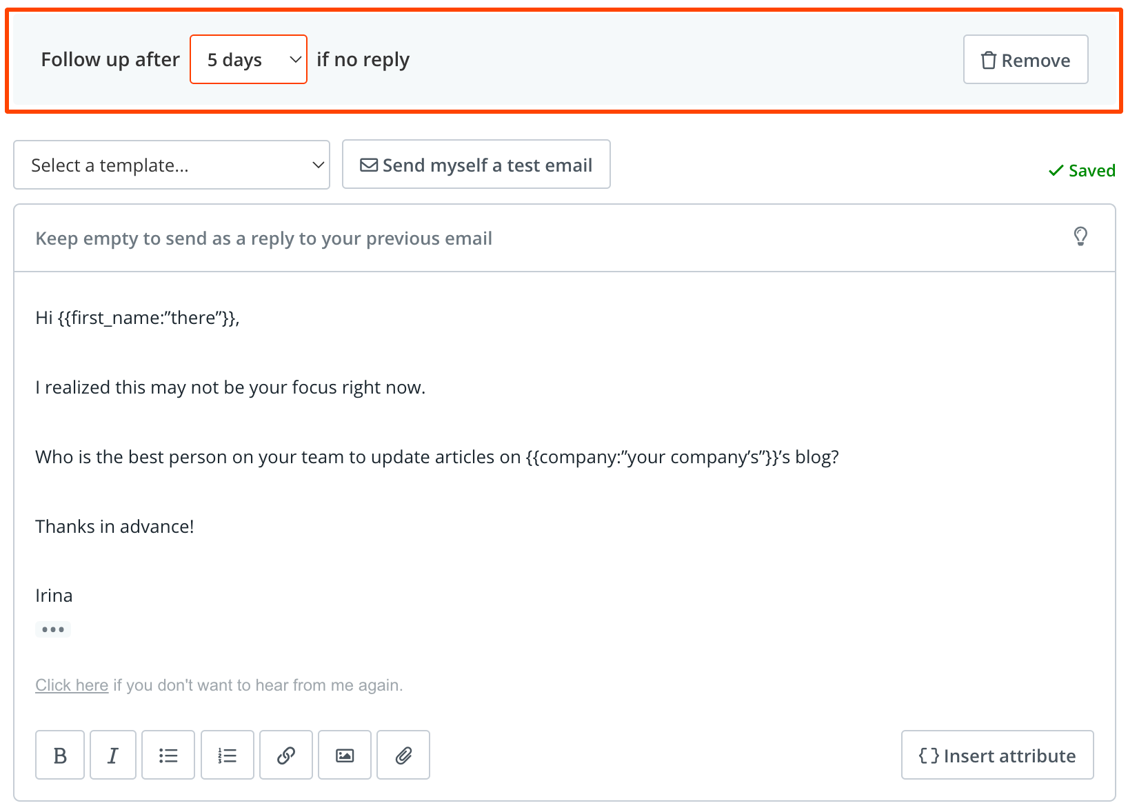 Cold email follow-ups in Hunter Campaigns